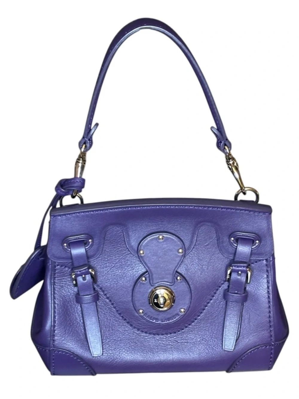 Ralph Lauren Mini Ricky Satchel | Purple Leather | Silver Hardware